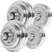 Hantle i ciężarki - Movit Zestaw hantli profesjonalna chromowana talerze z gryfami, 2 x 15 kg - miniaturka - grafika 1