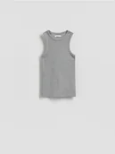 Koszulki i topy damskie - Reserved - Bawełniany top - jasnoszary - miniaturka - grafika 1
