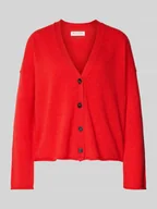 Swetry damskie - Kurtka z dzianiny o kroju oversized z czystej żywej wełny - miniaturka - grafika 1