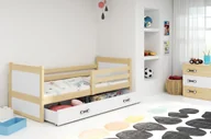 Łóżka dla dzieci i młodzieży - Łóżko dziecięce ze schowkiem i materacem 80 x 190 FERGUS – sosna/biel - miniaturka - grafika 1
