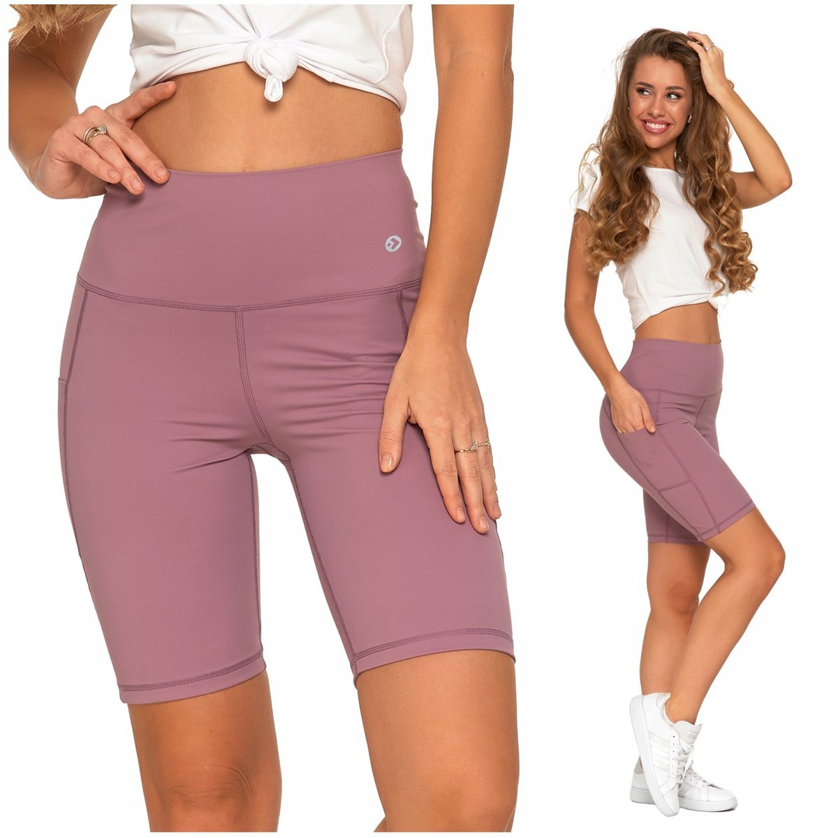 Legginsy Kolarki Szorty Damskie Sportowe Wysoki Stan Kieszenie MORAJ M