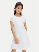 Sukienki i spódniczki dla dziewczynek - Calvin Klein Sukienka codzienna Skater LVCKSJH02G Biały Regular Fit - miniaturka - grafika 1