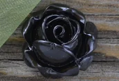Półfabrykaty do biżuterii - [802101] Kaboszon kwiatowy różyczka czarna 3szt - miniaturka - grafika 1