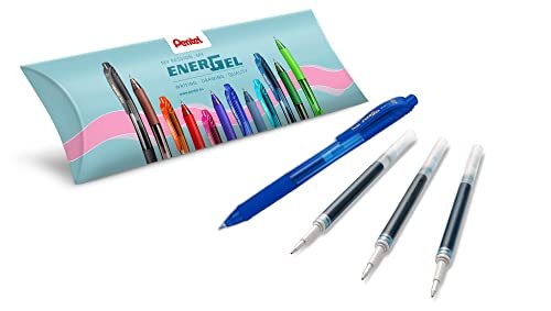 Pentel Energel X BL107, Roller żelowy termokurczliwy tusz 0,7 mm, niebieski, opakowanie 1 długopis + 3 wkłady LR7
