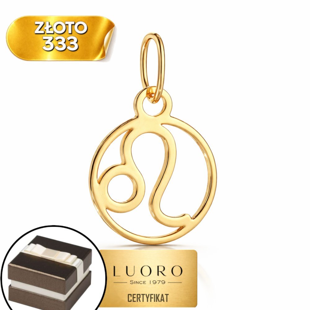 ZAWIESZKA ZŁOTA 333 8K ZNAK ZODIAKU LEW ŻÓŁTE ZŁOTO 20 MM ELEGANCKA