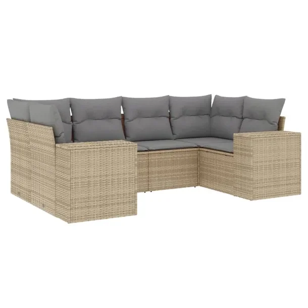 Zestaw Wypoczynkowy Rattan PE Beżowy: 2x Siedzisko Narożne 62x62x69cm, 2x