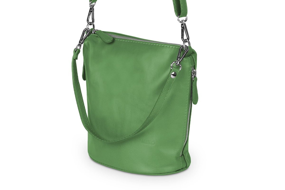 Torebka Listonoszka Skórzana Vera Pelle Miko Trawiasta