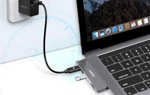 Stacja dokująca Choetech HUB-M14 do Macbook Pro, 7-in-2 USB-C, Thunderbolt 3  (srebrna) - Ładowarki do telefonów - miniaturka - grafika 5