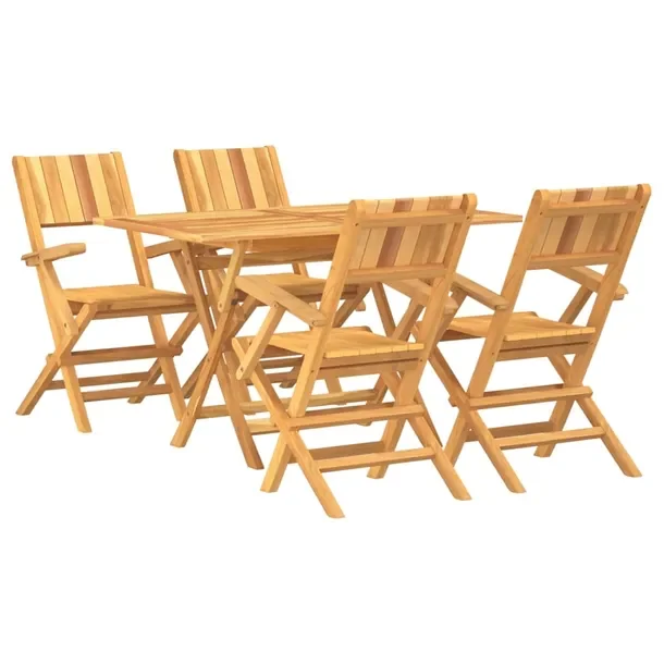 Zestaw mebli ogrodowych z litego drewna tekowego, stół 120x70x75 cm, 4 kr