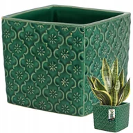 Donice - DONICZKA VINTAGE CERAMICZNA DONICA OSŁONKA NA KWIATY ZIOŁA ROŚLINY 13x13 CM - miniaturka - grafika 1