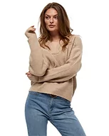 Swetry damskie - Peppercorn Damski sweter Penelope z dekoltem w serek, 4041m szary morn melanż, XXL - miniaturka - grafika 1