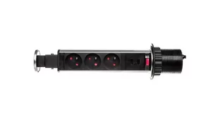 Orno Gniazdo mebl.3x2P+Z,USBx2 wys.z bl.6cm,bl.INOX1,8m OR-AE-1350 - Gniazdka elektryczne - miniaturka - grafika 1