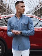 Koszule męskie - Koszula męska jeansowa niebieska Dstreet DX2581-XXL - miniaturka - grafika 1