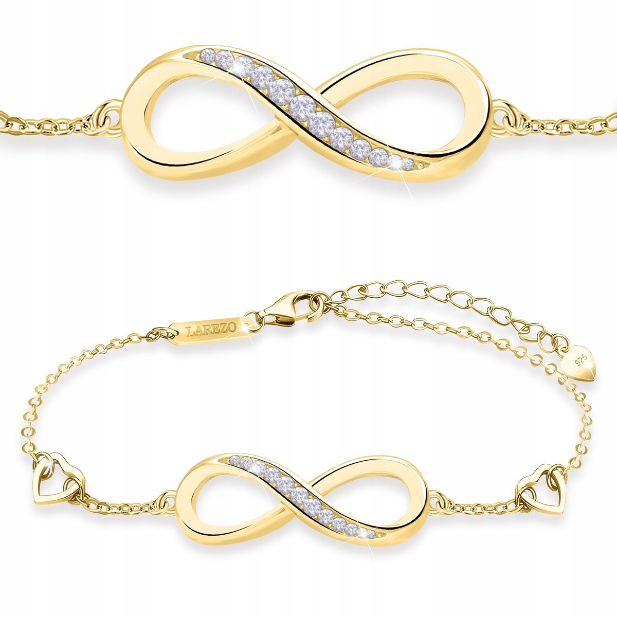 Bransoletka Złota Nieskończoność z Cyrkoniami Forever Love SREBRO 925