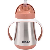 Kubki dla dzieci - Beaba Bidon niekapek ze słomką termiczny 250 ml Terracotta - miniaturka - grafika 1