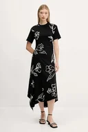 Sukienki - Desigual sukienka CALMA kolor czarny midi rozkloszowana 25WWVK44 - miniaturka - grafika 1