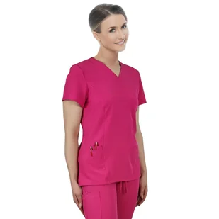 Bluza medyczna elastyczna różowa Comfort Fit roz XXL - Bluzy damskie - miniaturka - grafika 1