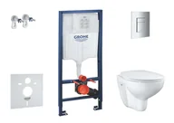 Stelaże i zestawy podtynkowe do WC - Grohe Solido - Zestaw do montażu podtynkowego, toalety i deski Bau Ceramic, Softclose, przycisk Even, chrom SANI15BB1100 - miniaturka - grafika 1