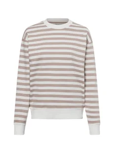 Marie Lund Damska bluza nierozpinana Kobiety Materiał dresowy biały|brązowy w paski, S - Bluzy damskie - miniaturka - grafika 1