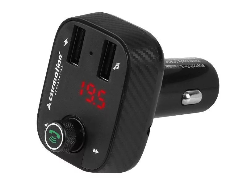 Transmiter FM LED + HandsFree + woltomierz 8-30V + ładowarka 2x USB 3.4A