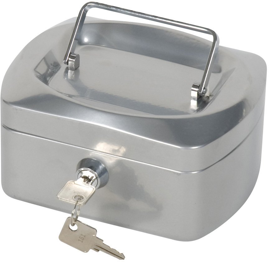 QConnect Kasetka na pieniądze mała, 152x120x80mm, srebrna