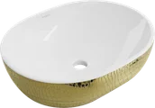 Umywalki - Mexen Viki umywalka nablatowa 48 x 35 cm, biała/złota wzór łuski - 21054808 - miniaturka - grafika 1