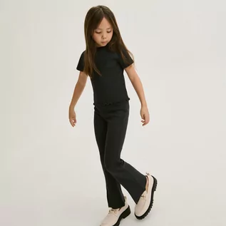Spodnie i spodenki dla dziewczynek - Reserved - Spodnie flare - Szary - grafika 1