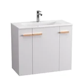 Szafki łazienkowe - Szafka łazienkowa pod umywalkę Krofam L-wood  80 cm biały połysk 139-0008 - miniaturka - grafika 1