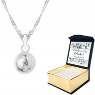 Naszyjniki - Naszyjnik srebrny 925 Kulka Kółko + WŁASNY NADRUK - miniaturka - grafika 1