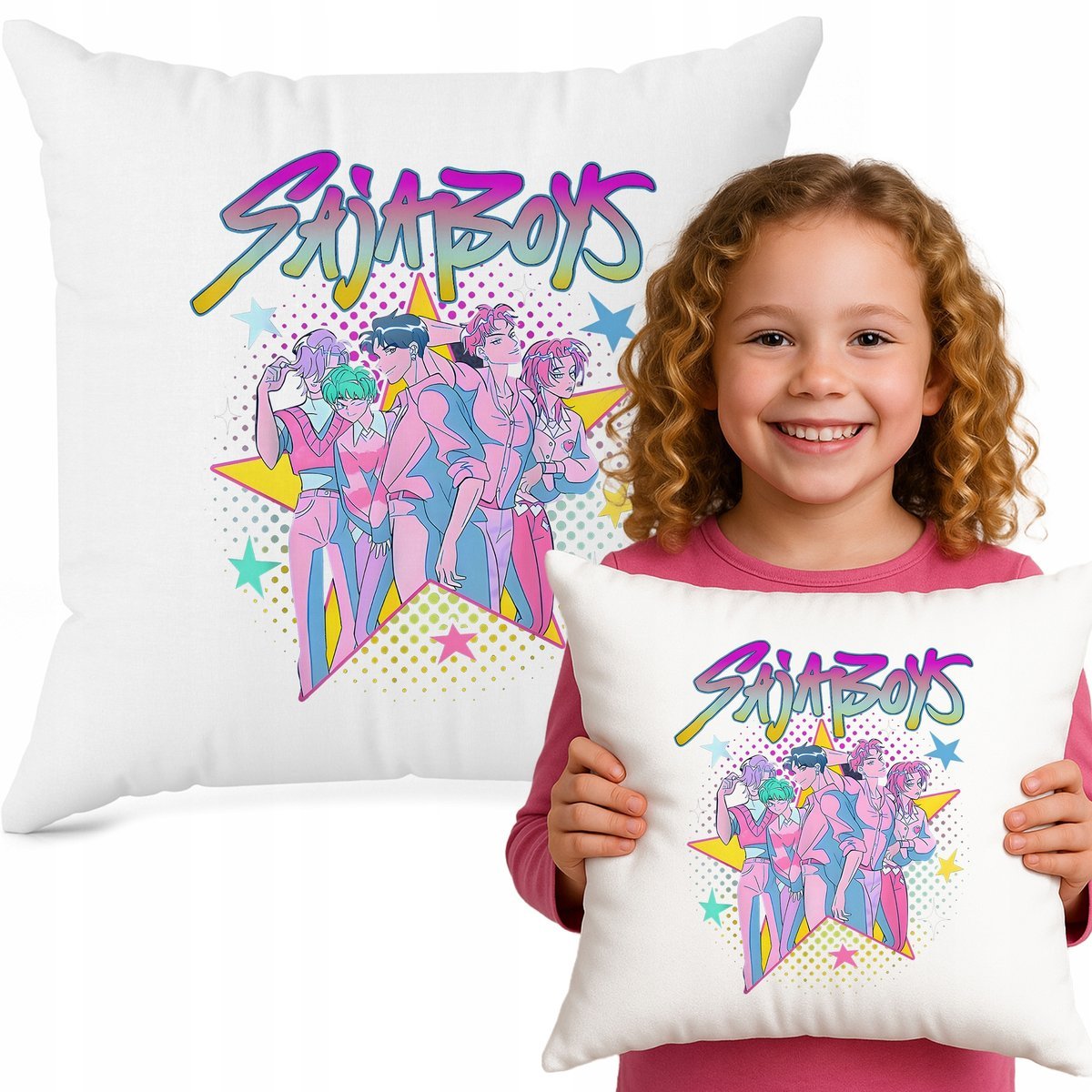 Poduszka Biała Ozdobna SAJA KPOP Bajka HIT Do Przedszkola K-pop Muzyka Wz