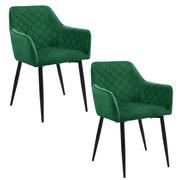 Krzesła - 2x krzesło do jadalni, welurowe, tapicerowane, butelkowa zieleń - miniaturka - grafika 1