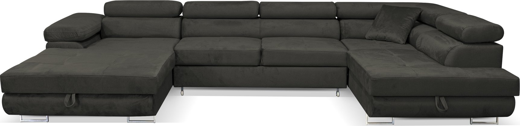 Narożnik Aller U Monolith XXL z funkcją spania i dwiema szufladami na pościel w kolorze ciemnoszarym, strona prawa