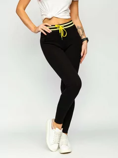 Spodnie sportowe damskie - Czarno-żółte spodnie dresowe damskie Denley CYF803NM - grafika 1