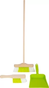 Zmiotka, szufelka , miotła , zestaw 3 rzeczy do sprzątania dla dzieci small foot design - drewniana zabawka, zabawa w dom dla 3 latka, kolor zielony - Zabawy w naśladowanie dorosłych - miniaturka - grafika 1