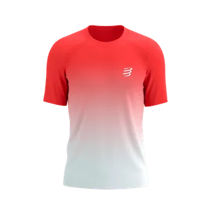 COMPRESSPORT Koszulka biegowa PERFORMANCE SS T-SHIRT fluo red/white - Koszulki sportowe męskie - miniaturka - grafika 1
