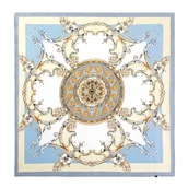 Apaszki i szaliki męskie - Damska chusta jedwabna we wzory niebiesko - żółta - miniaturka - grafika 1