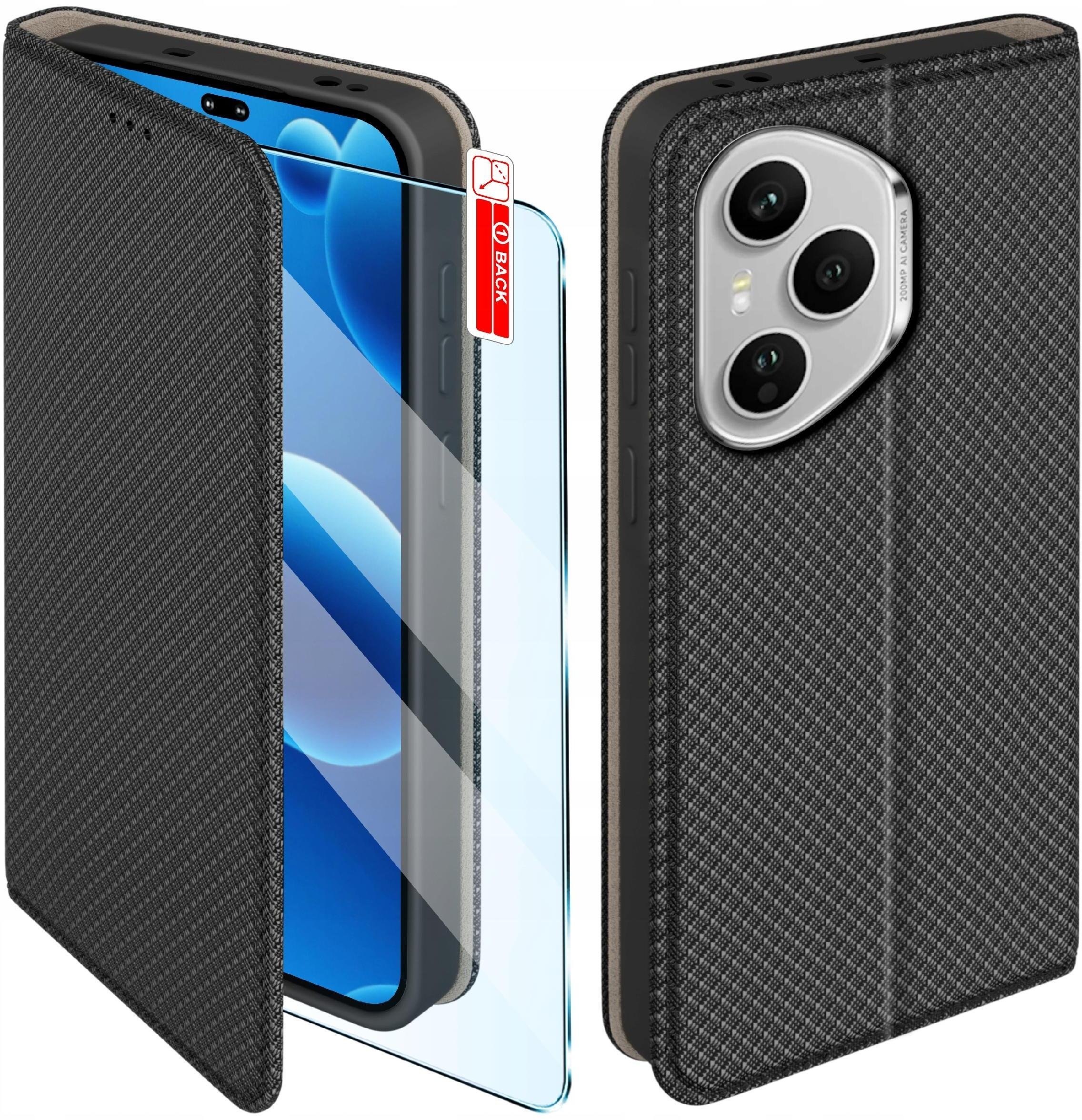 Etui MAGNET do Honor 400 Pro Zamykane Czarne Futerał + Szkło 9H