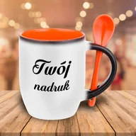 Kubki - Kubek magiczny pomarańczowym wnętrzem i z łyżeczką z Twoim nadrukiem - miniaturka - grafika 1