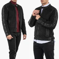 Kurtki męskie - Kurtka Męska Gipsy 2201-0113 Skóra Naturalna Nubuk Czarna Czarny XXL - miniaturka - grafika 1