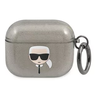 Apple Karl Lagerfeld Karl Lagerfeld Etui Karl Lagerfeld KLA3UKHGK AirPods 3 cover czarny/black Glitter Karl`s Head KLD751BLK - Akcesoria do słuchawek - miniaturka - grafika 1