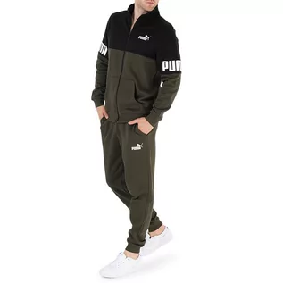 Bluzy męskie - Dres Puma Power Colorblock Suit FL CL FO 67003870 - zielono-czarny - grafika 1
