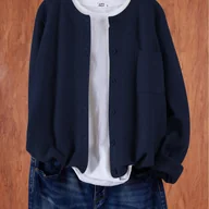 Swetry damskie - TEMU Kardigan Damski na Guziki z Kieszeniami i Miękkim Elastycznym Rękawem - Brązowy, Lekki i Wygodny na Wiosnę/Jesień - miniaturka - grafika 1