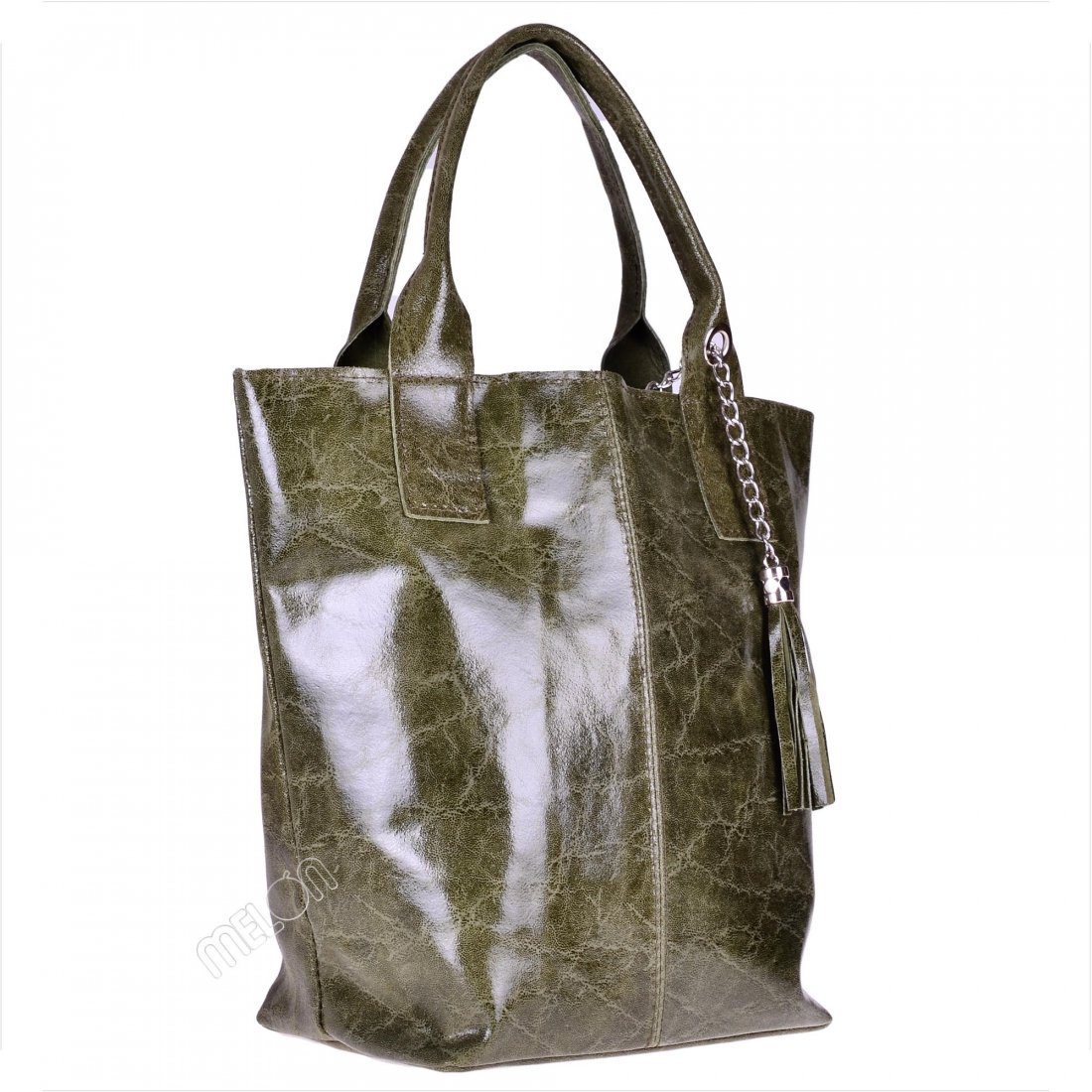 Torba shopper XL z zamkiem oliwka