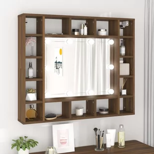Lumarko Szafka z lustrem i LED, brązowy dąb, 91x15x76,5 cm - Toaletki - miniaturka - grafika 1