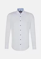 Koszule męskie - Seidensticker Męska koszula Slim Fit z długim rękawem, popelina, biała, 37 - miniaturka - grafika 1