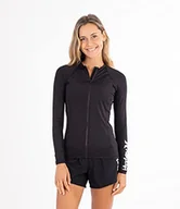 Koszule damskie - Hurley Damska koszula W O&o Solid Ls Zip Rahsguard Rash Guard Newprint lub czarny/Wht XS HR1001 - miniaturka - grafika 1