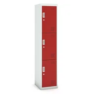 Szafki BHP - B2B Partner Szafka szatniowa 3-drzwiowa, zamek cylindryczny, 1800 x 380 x 450 mm, szara/czerwona CY-018 RAL7035/3000 - miniaturka - grafika 1
