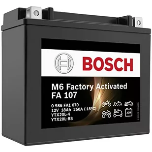 Bosch 0986FA1070 akumulator motocyklowy 18 Ah 250 A technologia żelowa, akumulator rozruchowy w jakości oryginalnego wyposażenia, odporny na cykle przechowywania, nie wymaga konserwacji, czarny - Akumulatory motocyklowe - miniaturka - grafika 1