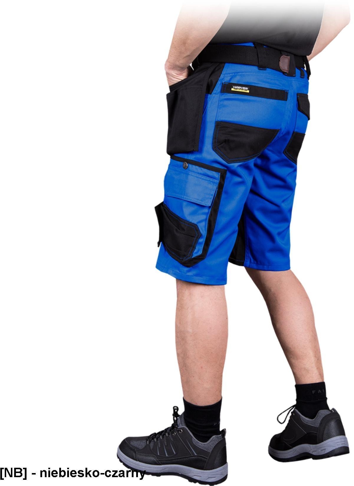 REIS HARVER-TS - krótkie spodnie ochronne, 7 kieszeni, 65% poliester, 35% bawełna, gramatura 300 g/m2 - jasnoszaro-czarny S