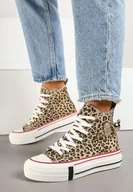 Trampki damskie - Panterkowe Trampki z Wysoką Cholewką i Aplikacją 3D Rizana - miniaturka - grafika 1